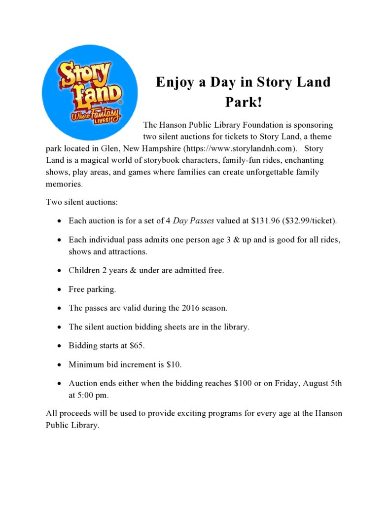Story Land silent auction